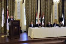 الرئيس السنيورة خلال الاحتفال بمركب قانا